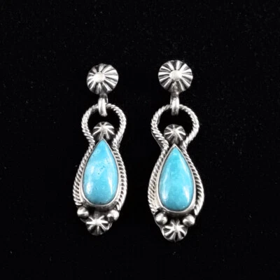 Indianerschmuck Türkis Ohrringe Westernschmuck Navajo Artist V. Betone USA - Bild 1 von 4