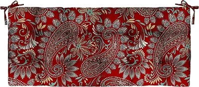 Tufted Outdoor Cushion for Bench, Swing, 5 Sizes, Eastman Berry Red Paisley