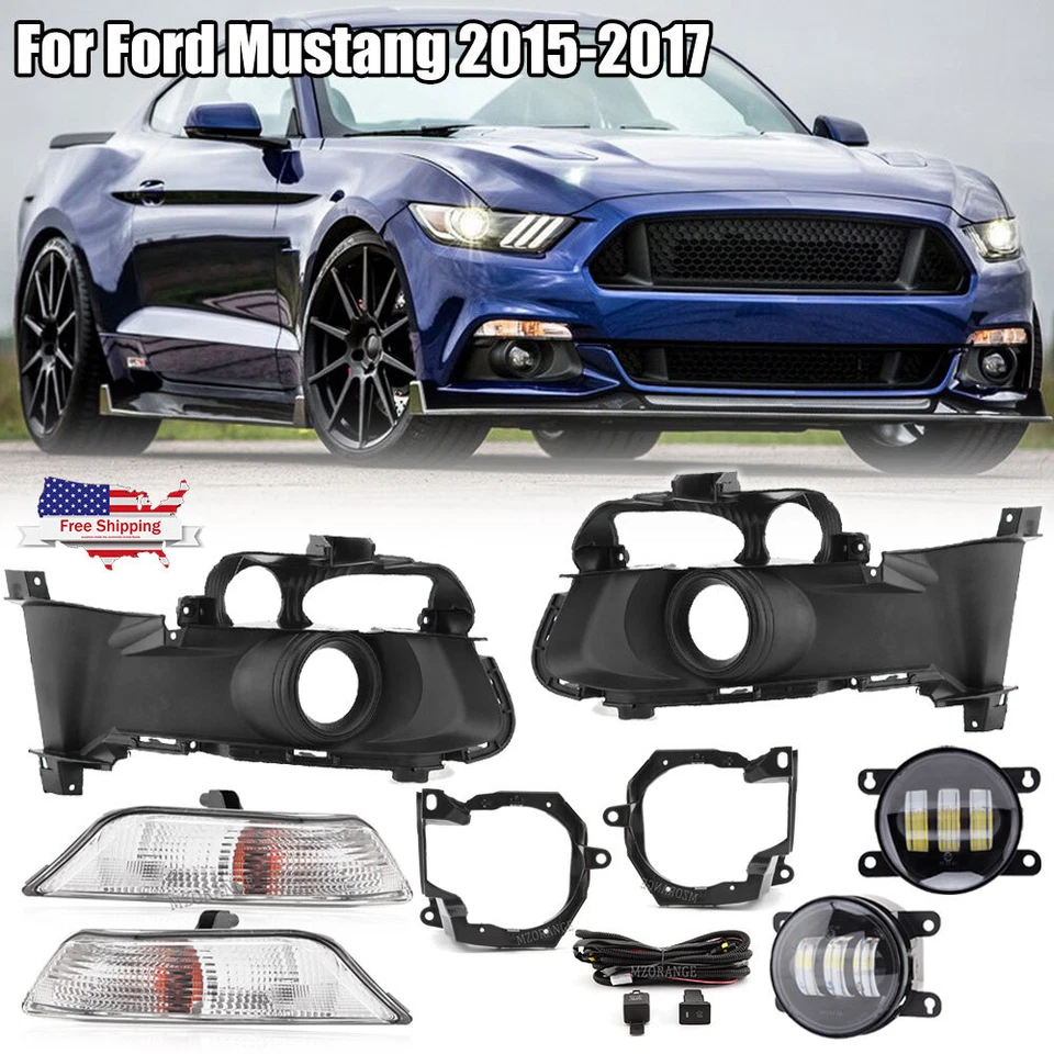 For 2015-2017 Ford Mustang Fog Lights Turn Signal Lamp Assembly w/Cover Wire Kit - Image 1 of 4