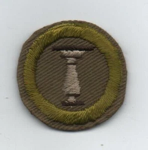 Cement Work Merit Badge, Type C Tan Narrow Crimped (1938-46), Lt-Used - Picture 1 of 1