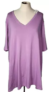 Lane Bryant Shirt Womens Plus Size 22/24 Round Neck 3/4 Sleeve Top Light Purple - Picture 1 of 8