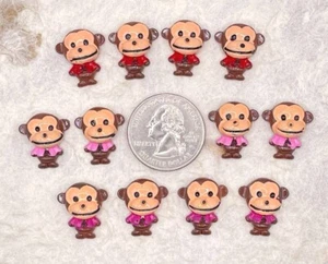 12 pcs x 3/4" Resin Monkey Flatback Embellishment/Mini Size for Cards/Cute SB97A - Picture 1 of 5