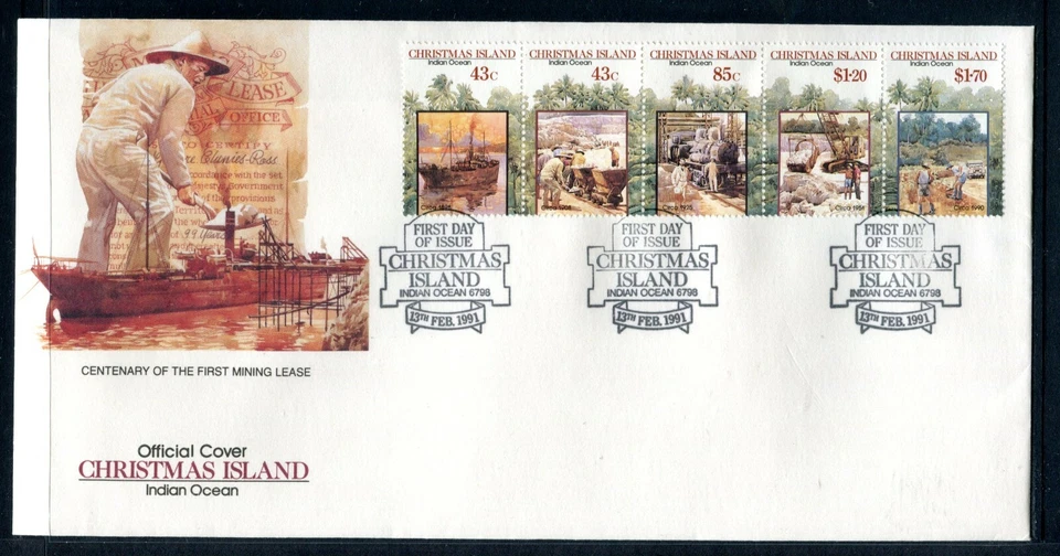 1991 Christmas Island Centenary of 1st Mining Lease FDC  - image 1 of 1