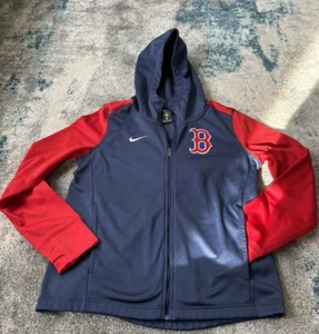 Boston Red Sox Nike Boys Navy Blue Red Zip-Up Fleece Lined Hooded Jacket Size M - Picture 1 of 6