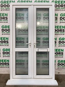 DOUBLE FRONT DOORS FRENCH UPVC DOUBLE GLAZED DISTORTED GLASS EXTERNAL EXTERIOR - Picture 1 of 24