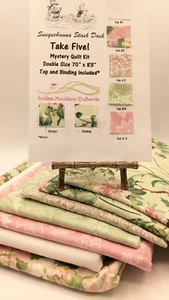 Take Five Mystery Quilt Kit Spring Pink and Green Florals 70" x 83" Finished - Picture 1 of 6