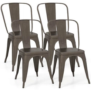 18" High Back Bar Stools Set of 4 w/ Removable Backrest for Cafe Bar Gun - Picture 1 of 10