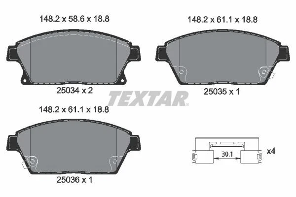 TEXTAR 2503401 TEXTAR Bremsbelagsatz, Scheibenbremse für CADILLAC CHEVROLET - Bild 1 von 1