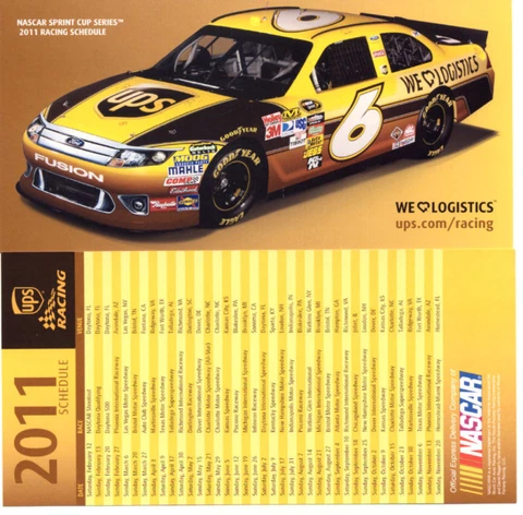 DAVID RAGAN 2011 UPS #6 CAR SCHEDULE / HANDOUT Cover