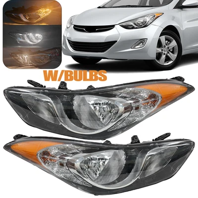 一对车头灯适合 2011 2012 年 2013 现代伊兰特卤素车头灯带灯泡 11 — 第 1/4 张图片