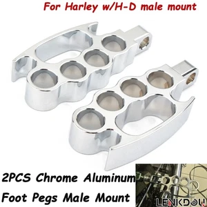 Foot Pegs Male Mount Chrome For Harley Touring Dyna Glide Sportster XL 883 1200 - Picture 1 of 8