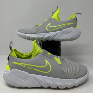 Nike Flex Runner 2 Size 6Y Running Shoes Neon Green Gray Slip-On DJ6038-005 - Picture 1 of 7