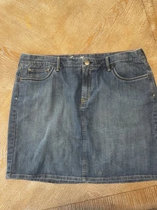 Eddie Bauer blau Denim Minirock Gr. 16 Taille 38 "Länge 18" Taschen - Bild 1 von 5