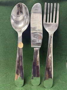 XL Silverware Knife, Fork Spoon Wall Hanging Aluminum Art Deco Restaurant Decor - Picture 1 of 7