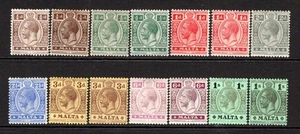 (909) Malta KGV 1914-21 (Wmk MCA) Selection to 1s. M/Mint (All Different) - Picture 1 of 2