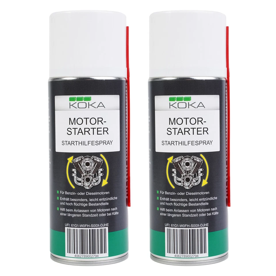 KOKA 2x Spray de arranque 400 ml Arranque en frío Coche Motor Arranque Piloto Spray de arranque - Imagen 1 de 4