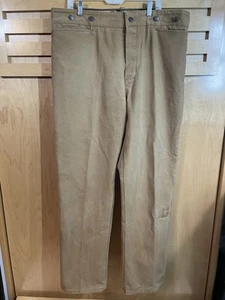 Vintage Wah Maker Canvas Pants Mens Sz 42X34Tan Straight Button Fly Western USA - Picture 1 of 13