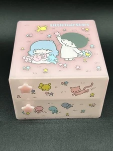 Caja de baratijas de joyería de dos cajones Little Twin Stars de plástico rosa Sanrio 1976 de colección - Imagen 1 de 21