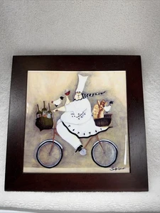 Arte de pared Jennifer Grant remache de chef francés azulejo colgante 8”x8” - Imagen 1 de 3