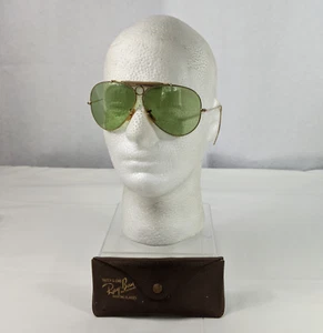 VTG Ray-Ban B&L 1/10 12K GF Green Lens Aviator Sunglasses w/Case Shooter Glasses - Picture 1 of 24
