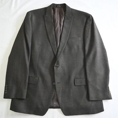 Calvin Klein 46R 棕色 Birdseye 粗花呢 100% 羊毛男式西装外套运动外套夹克 — 第 1/4 张图片