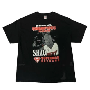 Y2K 2006 MIAMI HEAT SHAQ SHAQUILLE O'NEAL BLACK BASKETBALL T-SHIRT 2XL BOOT (54) - Picture 1 of 5