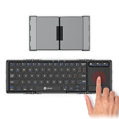 iClever Keyboard Folding Bluetooth USB Touch Pad IC-BK08 Dark Gray japan - Image 1 of 4