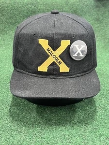RARE Vintage 80s Malcolm X Snapback Hat w/ Pin Black History Youngan 90s Hip Hop - Picture 1 of 7