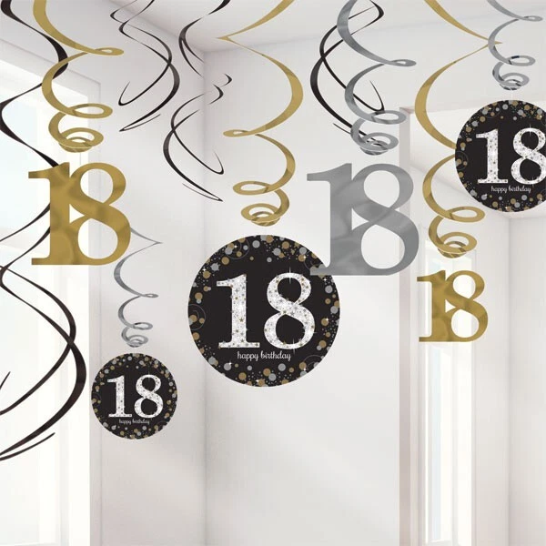 18th Birthday Party Foil Swirls Hanging Decorations - image 1 of 1