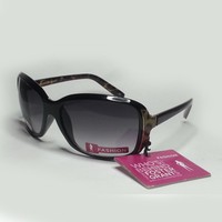 Foster Grant Women Black Sunglasses Suspense Wrap Butterfly Rectangular NWT