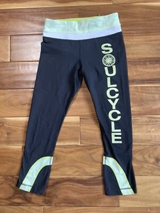 Lululemon SoulCycle Womens Size 4 Yellow Black Crop Leggings Active Gym Workout - Picture 1 of 5