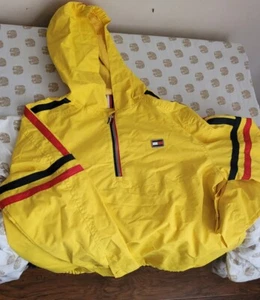 Tommy Hilfiger bright yellow kids quarter zip jacket unisex retro size 16/18 - Picture 1 of 6
