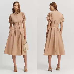 *New* COUNTRY ROAD Tuck Detail Midi Shirt Dress SIZE 16 Nougat Trench BNWT - Picture 1 of 8