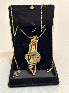 Last 1 Golden pendant Featuring Palestine Map with Dome of the Rock and Keffiyeh - Picture 1 of 9