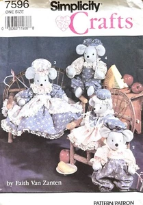 1990's Simplicity Mice and Clothes Pattern 7596 Size 14",18" UNCUT - Picture 1 of 2