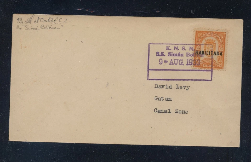 Panamá Bonito Barco Cancelar Cubierta 1933 Zona Canal Foto 1 de 1