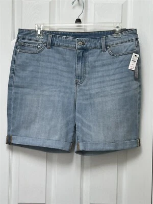 NWT Talbots Petite Size 16P x 7.5" Girlfriend Rolled Hem Denim Shorts $69.50 - Image 1 of 4