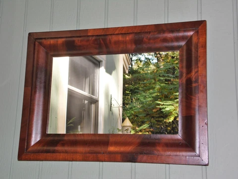 Antique 19th Century American Empire Flame Mahogany Ogee Mirror Cover