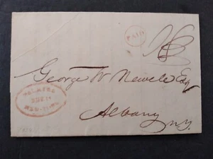New York: Palmyra 1834 Stampless Cover, Red Oval & Circled PAID, Erie Canal - Picture 1 of 6