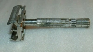 Vintage Gilette Safety Razor Metal Handle w/blade 3.25" long Twist open - Picture 1 of 12