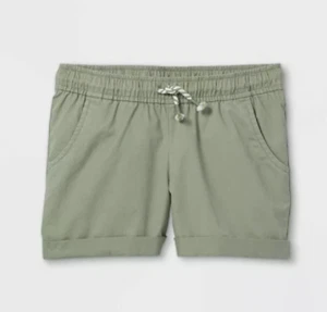 NEW Cat & Jack Girls' Rolled Hem Chino Shorts Army Green Size Small (6/6X) - Picture 1 of 1