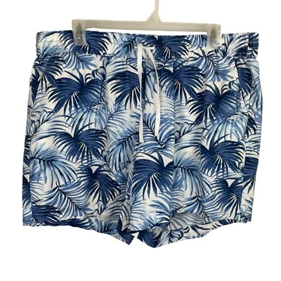 Pantalones Cortos Talbots Talla 2X Azul Blanco Palma Cordón Pull On Talla Grande Tropical Foto 1 de 4