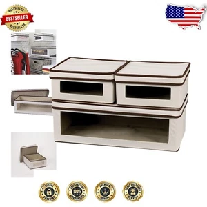 Versatile 3-Bin Vision Storage Boxes with Brown Trim for Elegant Organization - Picture 1 of 7