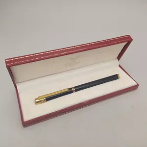 MUST DE CARTIER TRINITY LAQUÉ SCHWARZ FÜLLFEDERHALTER 18K M FEDER TOP - Bild 1 von 16