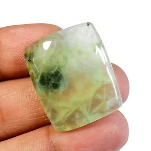 Natural Green Prehnite Rutilated Gemstone Cabochon Cushion Shape 46 Cts #9800 - Picture 1 of 6