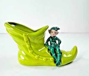 Vintage PIXIE ELF SITTER ÜBERTOPF Vase limettengrün 50er MCM Keramik TOP - Bild 1 von 9