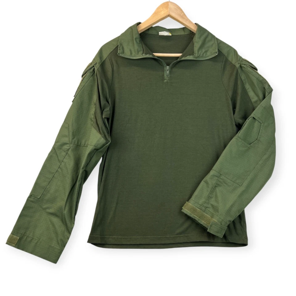 Camisa táctica de manga larga para hombre grande regular militar combate verde ejército 1/4 cremallera OD Foto 1 de 4