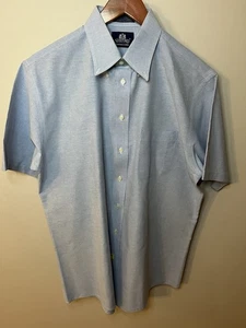 Stafford faltenfreies Herren 16,5 klassische Passform blau kurzärmliges Oxford Hemd - Bild 1 von 6