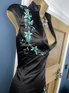 Brandneu mit Etikett Vintage Jane Norman ❤️schwarzes orientalisches chinesisches Partykleid 12 14 Party - Bild 1 von 10