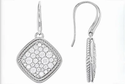 Pendientes Cósmicos Judith Ripka Circonita Cúbica Rodio Sobre Plata de Ley Pavé Foto 1 de 4